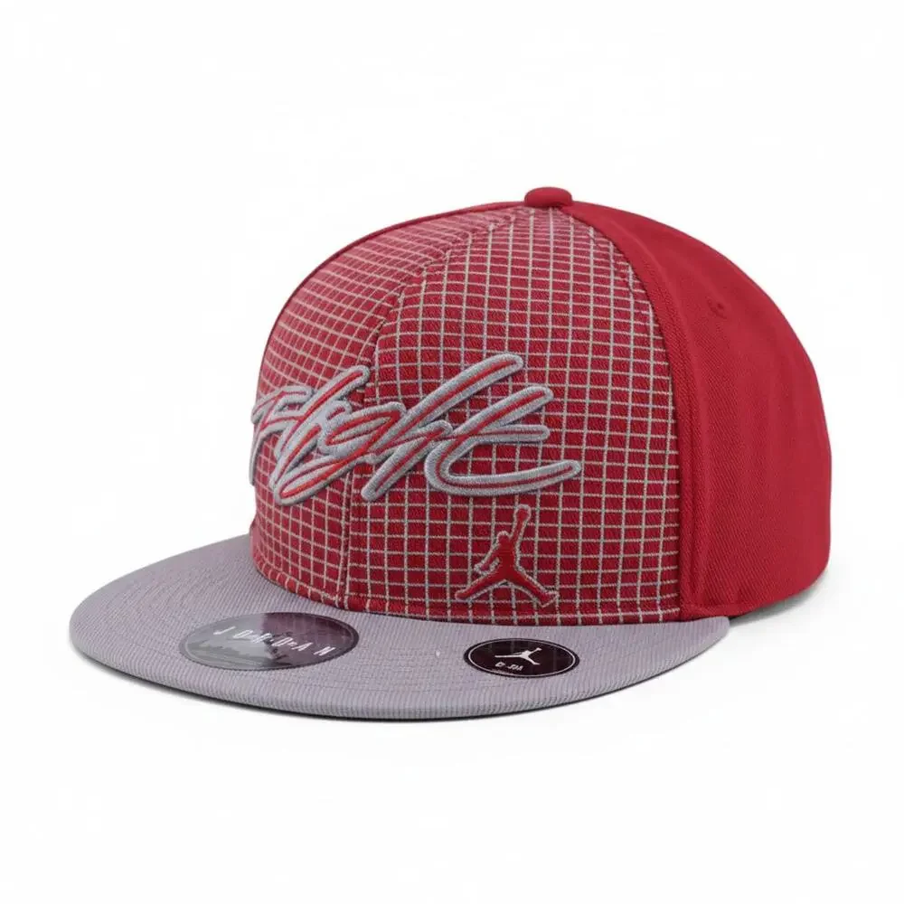 Jordan Flight Red Grid Fitted Cap, Size 8